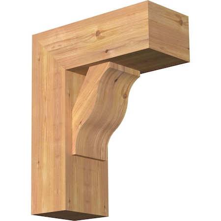Ekena Millwork Funston Block Smooth Bracket w/ Offset Brace, Western Red Cedar, 7 1/2"W x 18"D x 22"H BKT0806X18X22FST05SWR